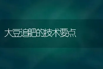 大豆追肥的技术要点