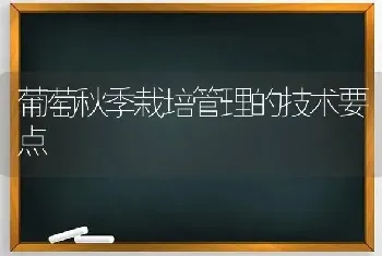 葡萄秋季栽培管理的技术要点