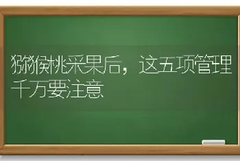 猕猴桃采果后,这五项管理千万要注意