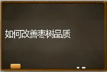 如何改善枣树品质