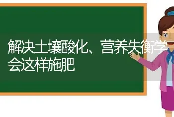 解决土壤酸化、营养失衡学会这样施肥