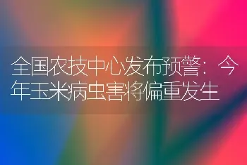 全国农技中心发布预警：今年玉米病虫害将偏重发生