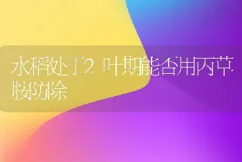 水稻处于2叶期能否用丙草胺防除