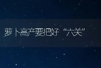 萝卜高产要把好“六关”