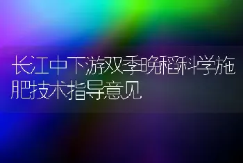 长江中下游双季晚稻科学施肥技术指导意见