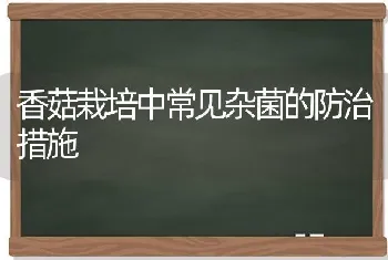 香菇栽培中常见杂菌的防治措施