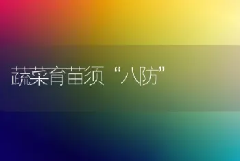 蔬菜育苗须“八防”