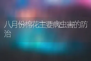 八月份棉花主要病虫害的防治