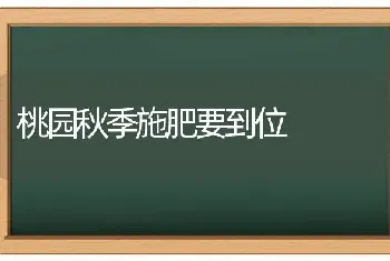 桃园秋季施肥要到位