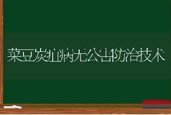 菜豆炭疽病无公害防治技术