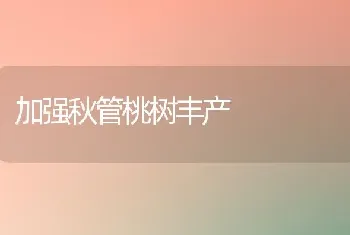 加强秋管桃树丰产