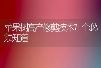 苹果树高产修剪技术7个必须知道