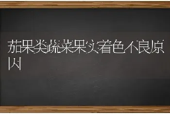 茄果类蔬菜果实着色不良原因