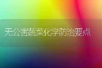 无公害蔬菜化学防治要点