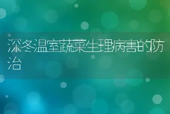 深冬温室蔬菜生理病害的防治