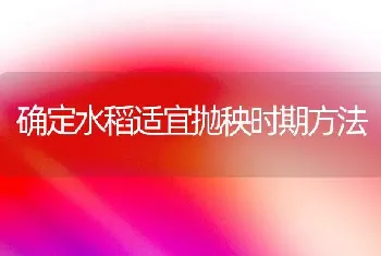 确定水稻适宜抛秧时期方法