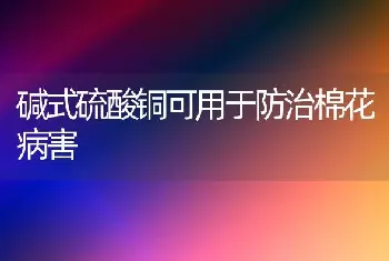 碱式硫酸铜可用于防治棉花病害