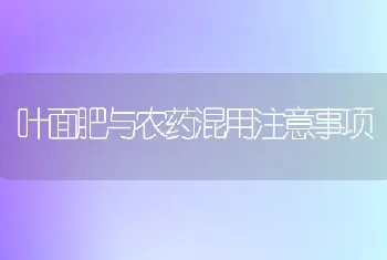 叶面肥与农药混用注意事项