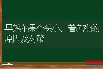 早熟苹果个头小、着色难的原因及对策