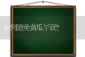 如何避免黄瓜早衰?