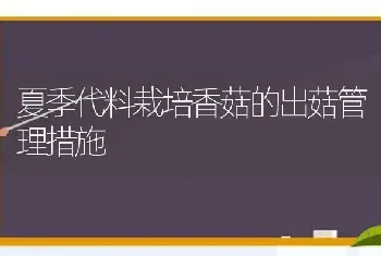 夏季代料栽培香菇的出菇管理措施