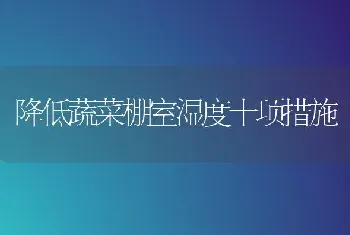 降低蔬菜棚室湿度十项措施