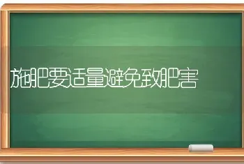 施肥要适量避免致肥害