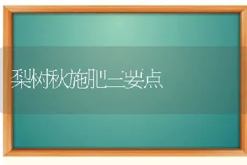 梨树秋施肥三要点