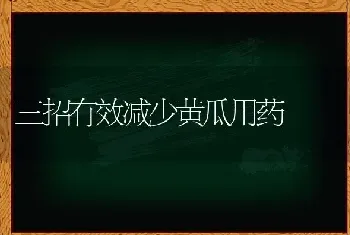 三招有效减少黄瓜用药