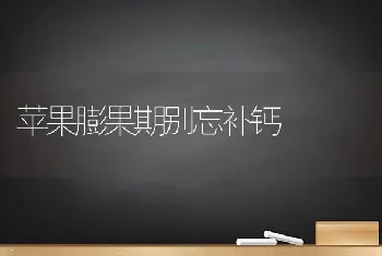 苹果膨果期别忘补钙