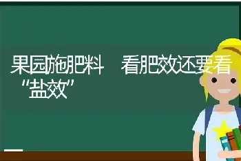 果园施肥料 看肥效还要看“盐效”