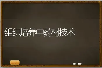 组织培养中药材技术