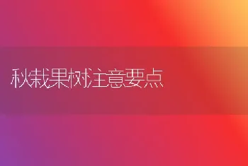 秋栽果树注意要点