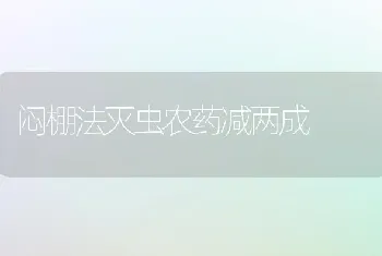 闷棚法灭虫农药减两成