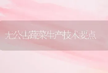 无公害蔬菜生产技术要点