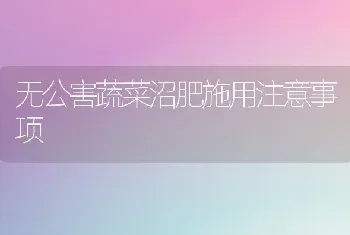 无公害蔬菜沼肥施用注意事项