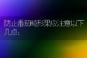 防止番茄畸形果应注意以下几点：