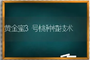 黄金蜜3号桃种植技术