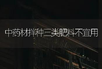中药材拌种三类肥料不宜用