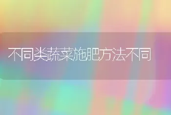 不同类蔬菜施肥方法不同