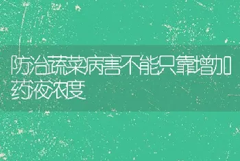 防治蔬菜病害不能只靠增加药液浓度