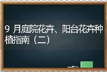 9月庭院花卉、阳台花卉种植指南(二)